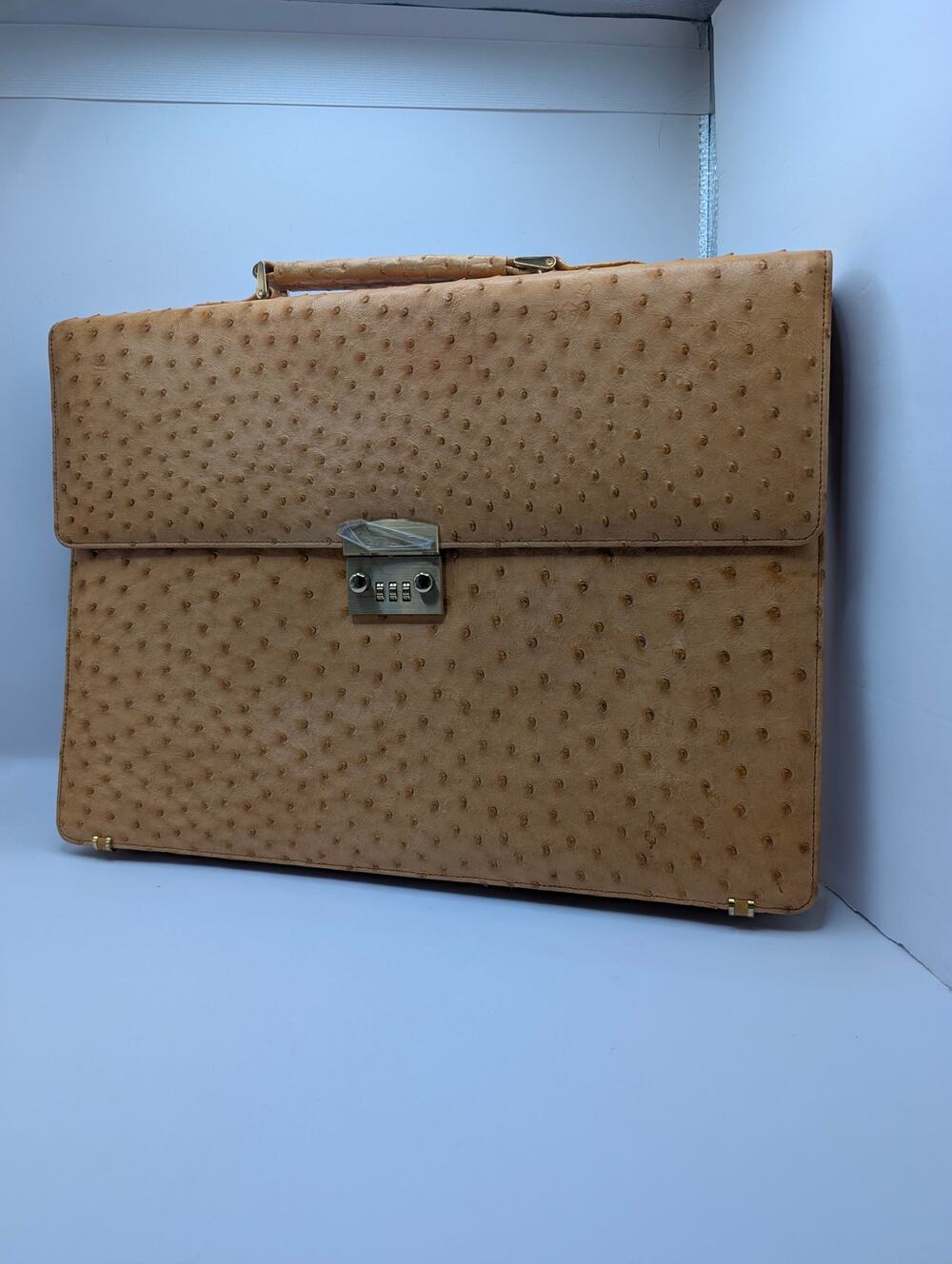 Authentic Vintage Garay Real Ostrich Leather Briefcase